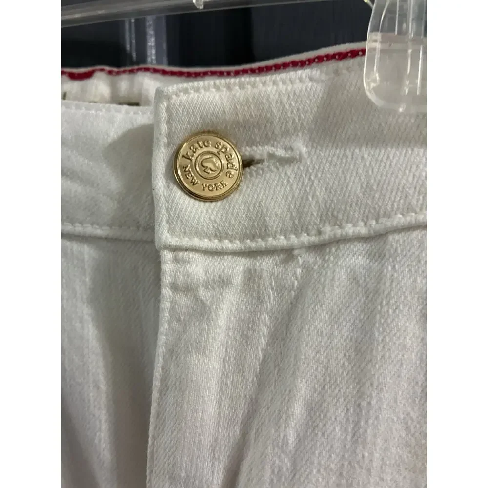 Kate Spade Play Hooky Broome Street White Stretch Denim Pants Sz 27